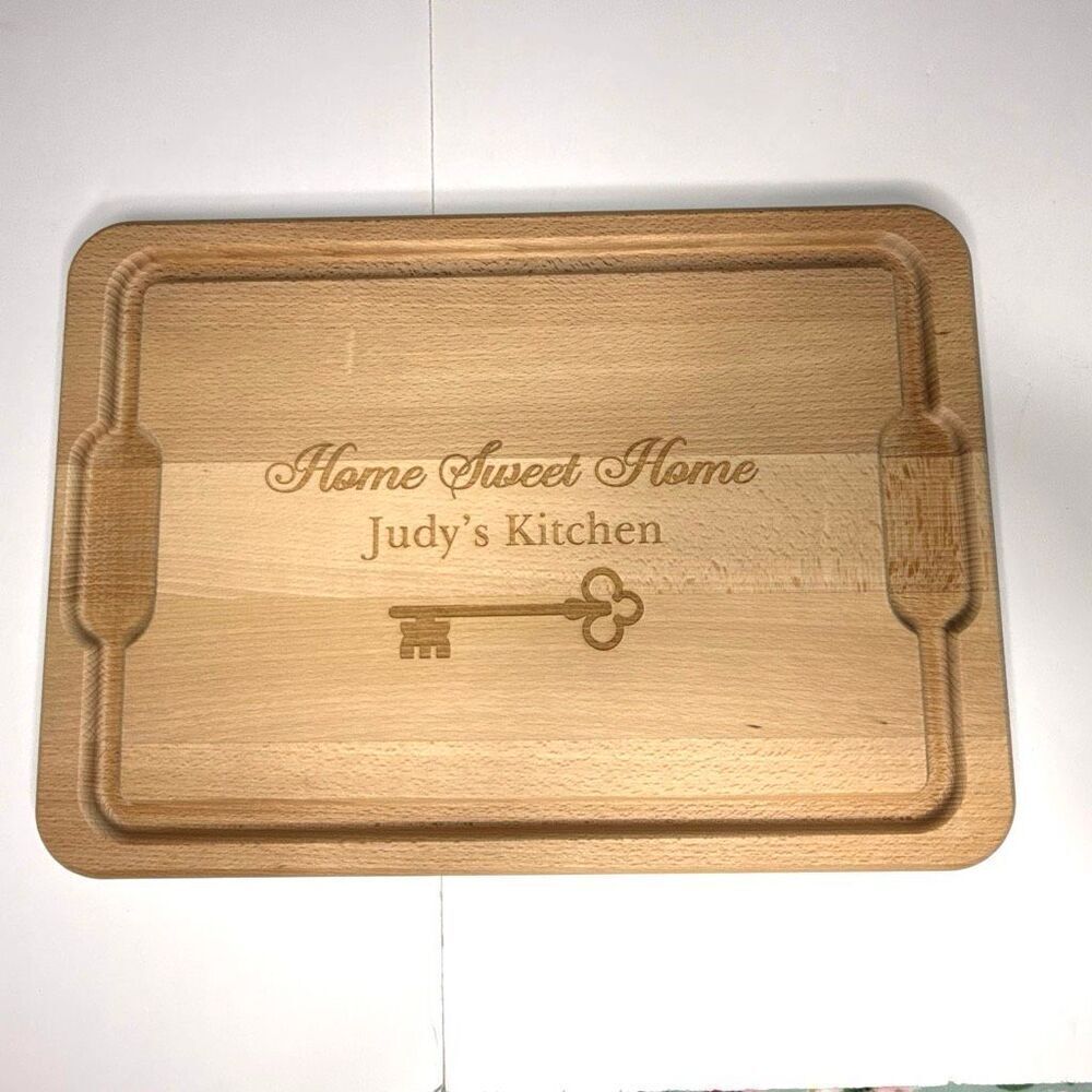 Personalized Engraved Wooden Cutting Board – “Home Sweet Home | Judy’s Kitchen”